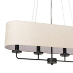 Lucande Sutton pendant light, black/beige, 4-bulb, 31.5 in