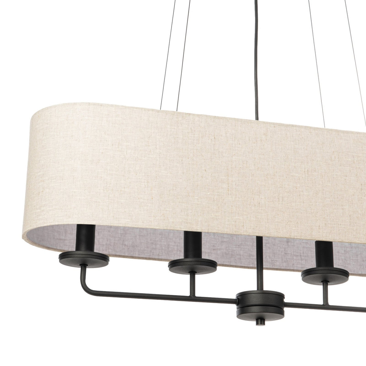 Lucande Sutton pendant light, black/beige, 4-bulb, 31.5 in
