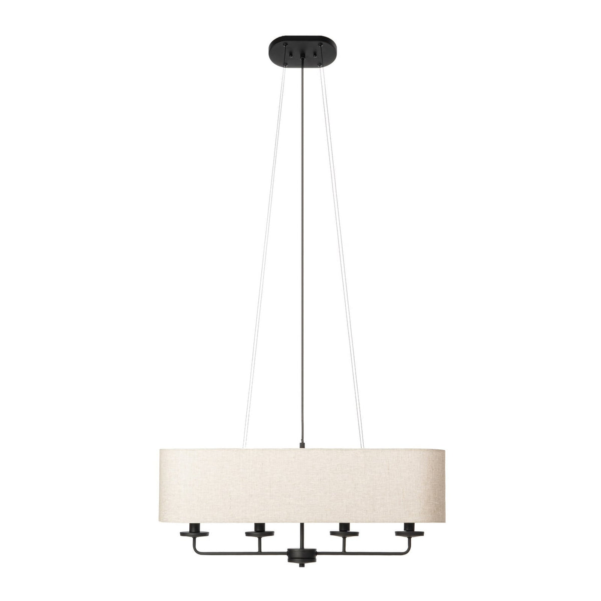 Lucande Sutton pendant light, black/beige, 4-bulb, 31.5 in
