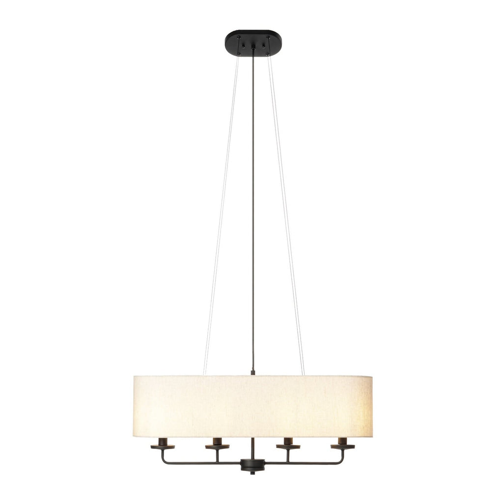 Lucande Sutton pendant light, black/beige, 4-bulb, 31.5 in