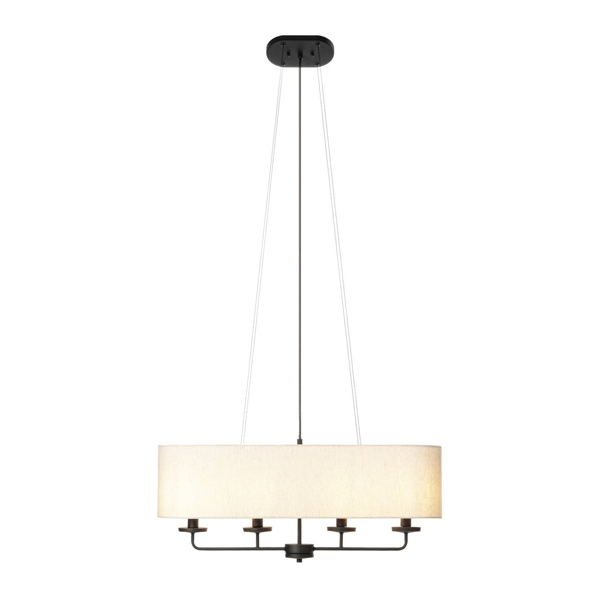 Lucande Sutton pendant light, black/beige, 4-bulb, 31.5 in