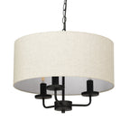 Lucande Sutton pendant light, black/beige, 3-bulb, Ø 18 in