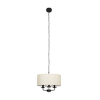 Lucande Sutton pendant light, black/beige, 3-bulb, Ø 18 in