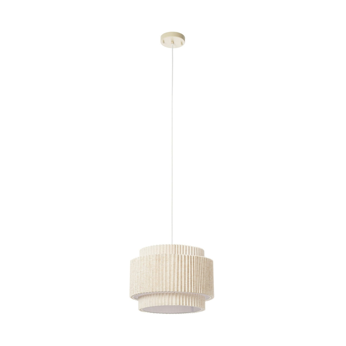 Lucande Riley pendant light, 1-bulb, 15 in, beige, fabric