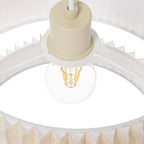 Lucande Riley pendant light, 1-bulb, 15 in, beige, fabric