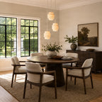 Lucande Riley pendant light, 3-bulb, round, 15.7 in, beige