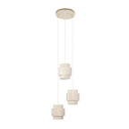 Lucande Riley pendant light, 3-bulb, round, 15.7 in, beige