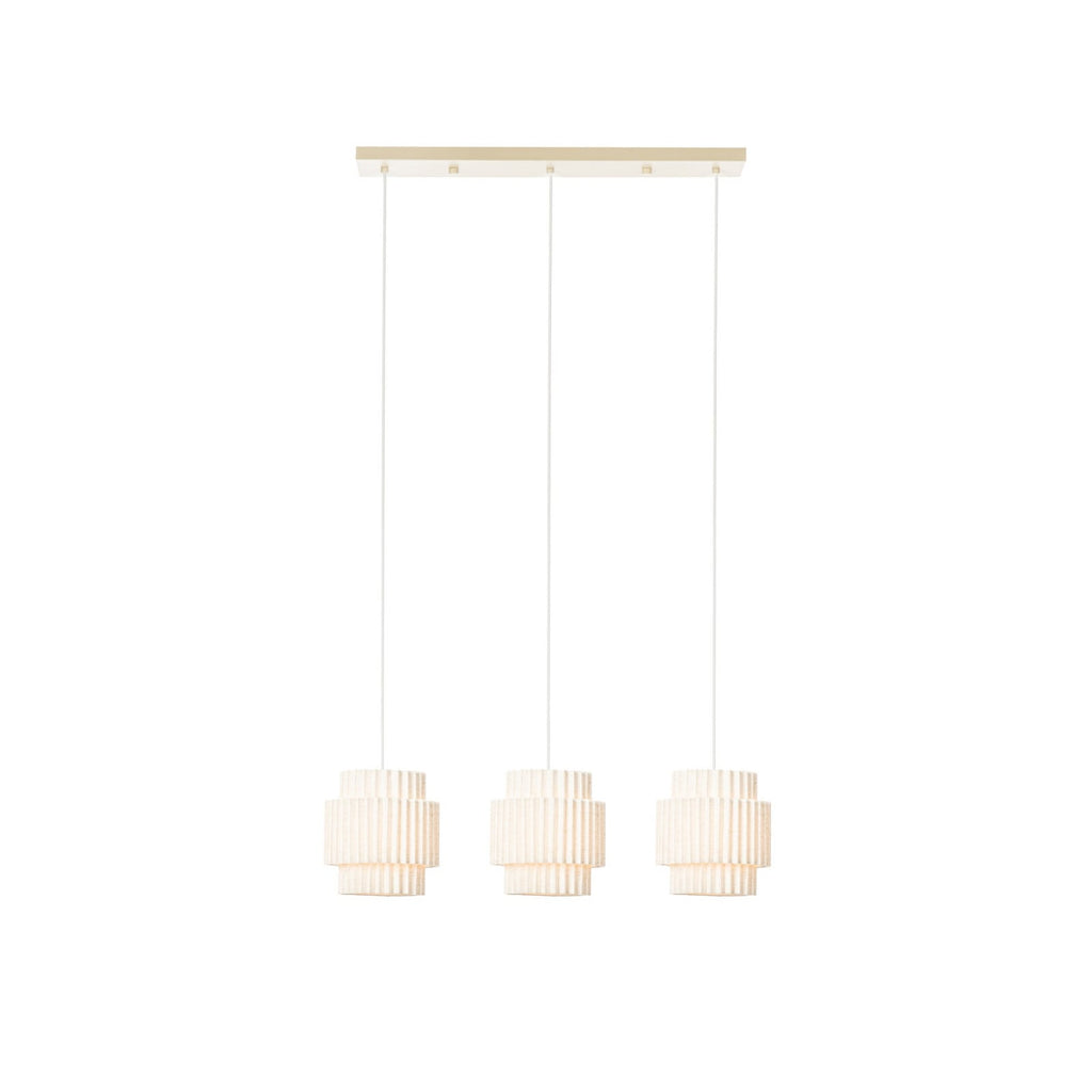 Lucande Riley pendant light, 3-bulb, long, 31.5 in, beige
