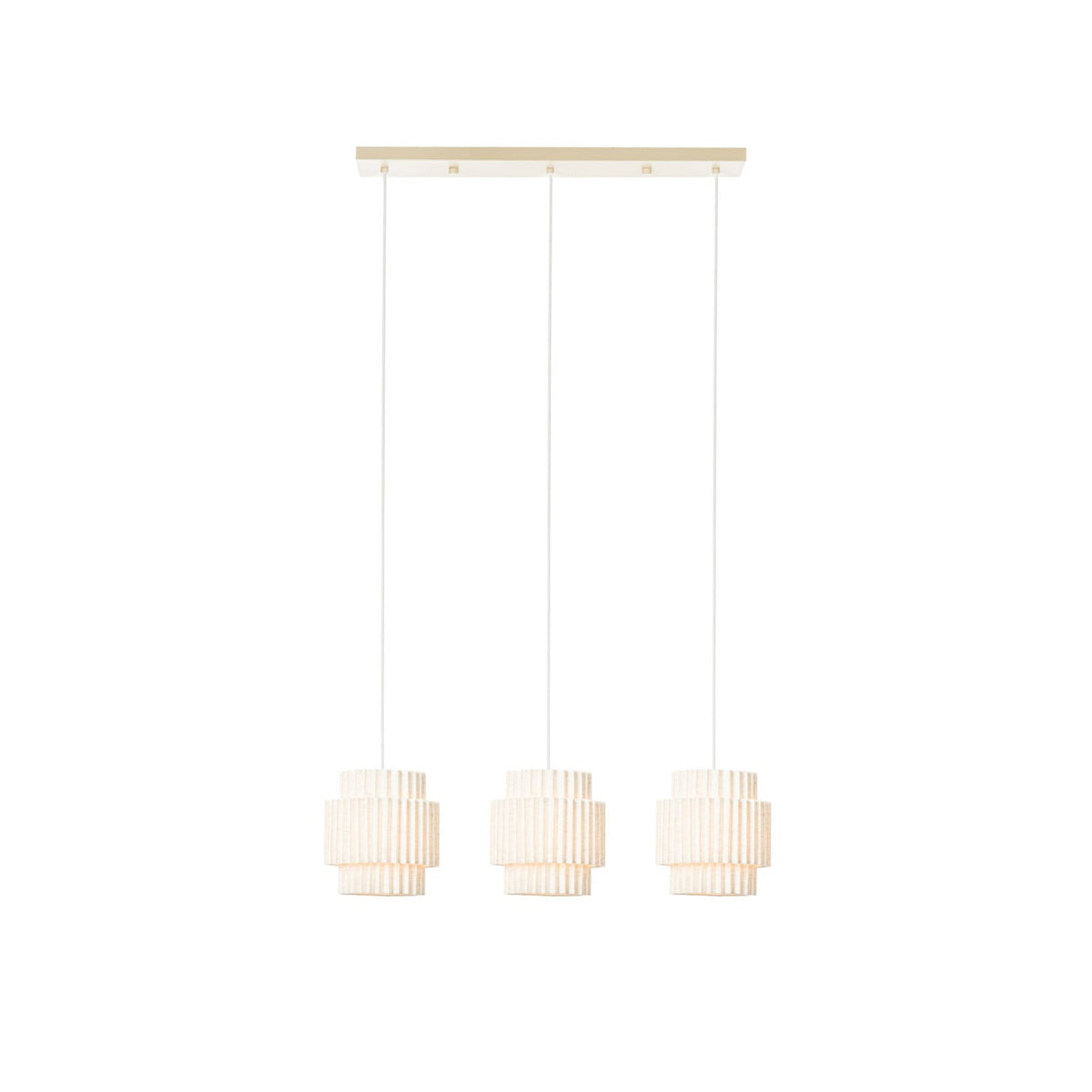 Lucande Riley pendant light, 3-bulb, long, 31.5 in, beige