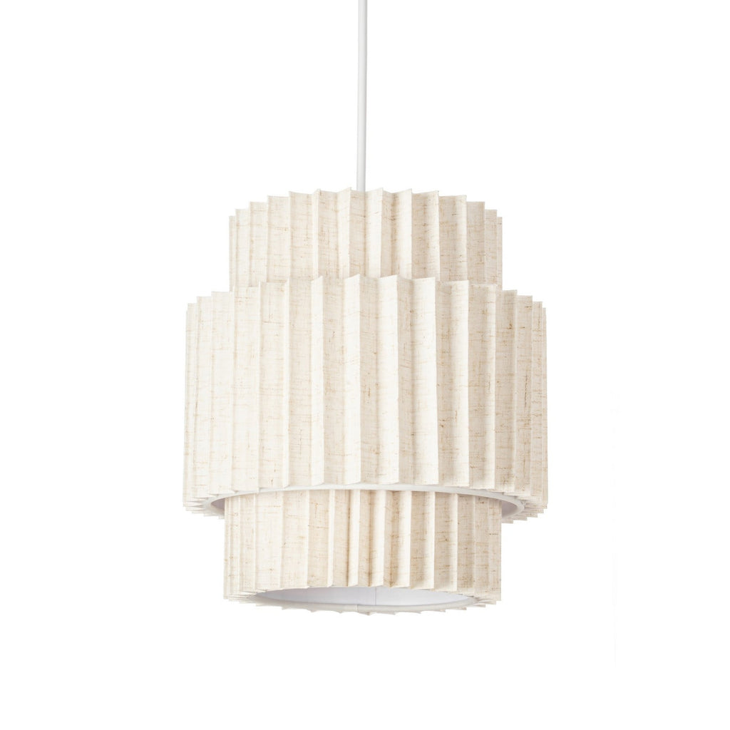 Lucande Riley pendant light, 3-bulb, long, 31.5 in, beige