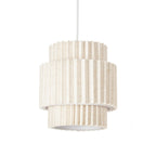 Lucande Riley pendant light, 3-bulb, long, 31.5 in, beige