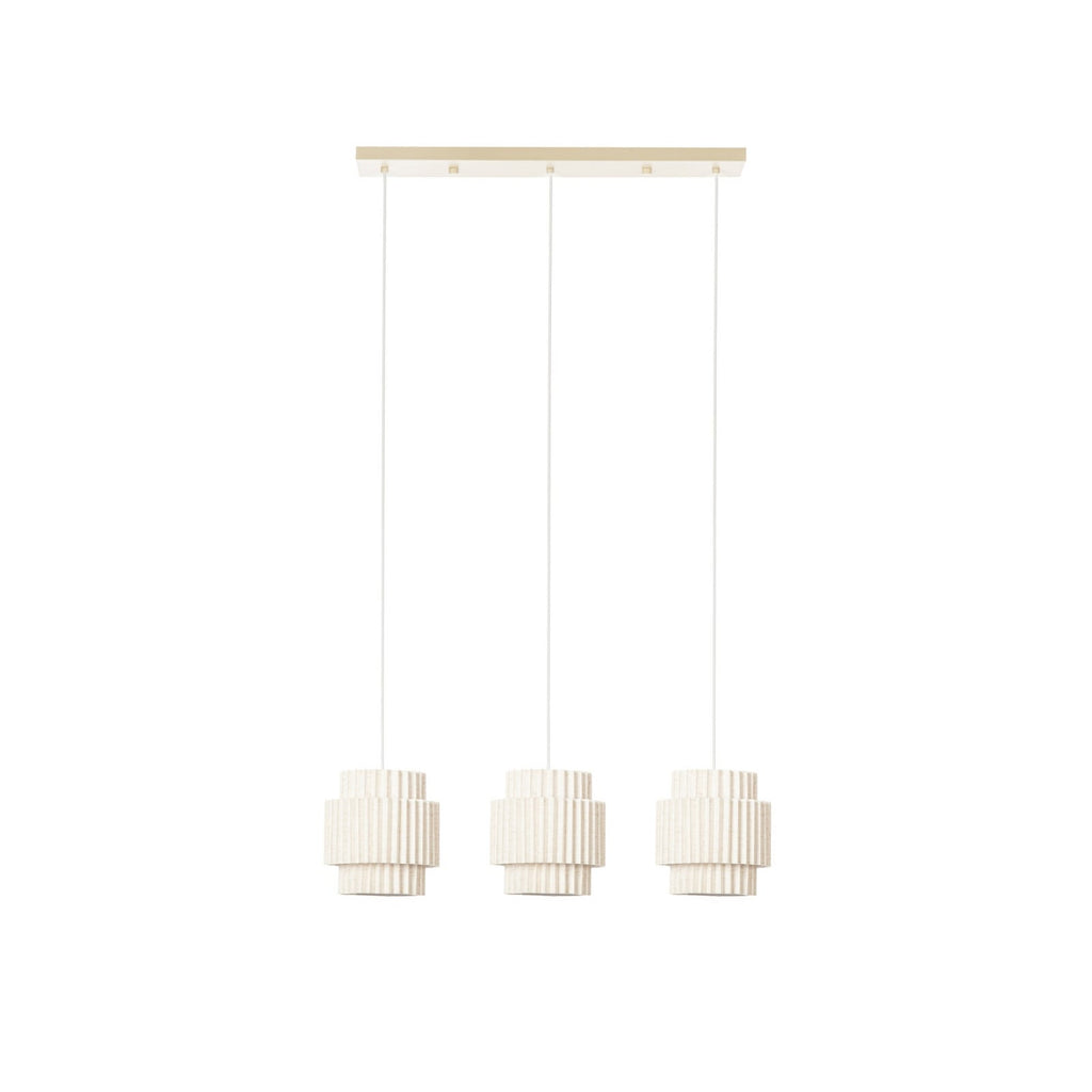 Lucande Riley pendant light, 3-bulb, long, 31.5 in, beige