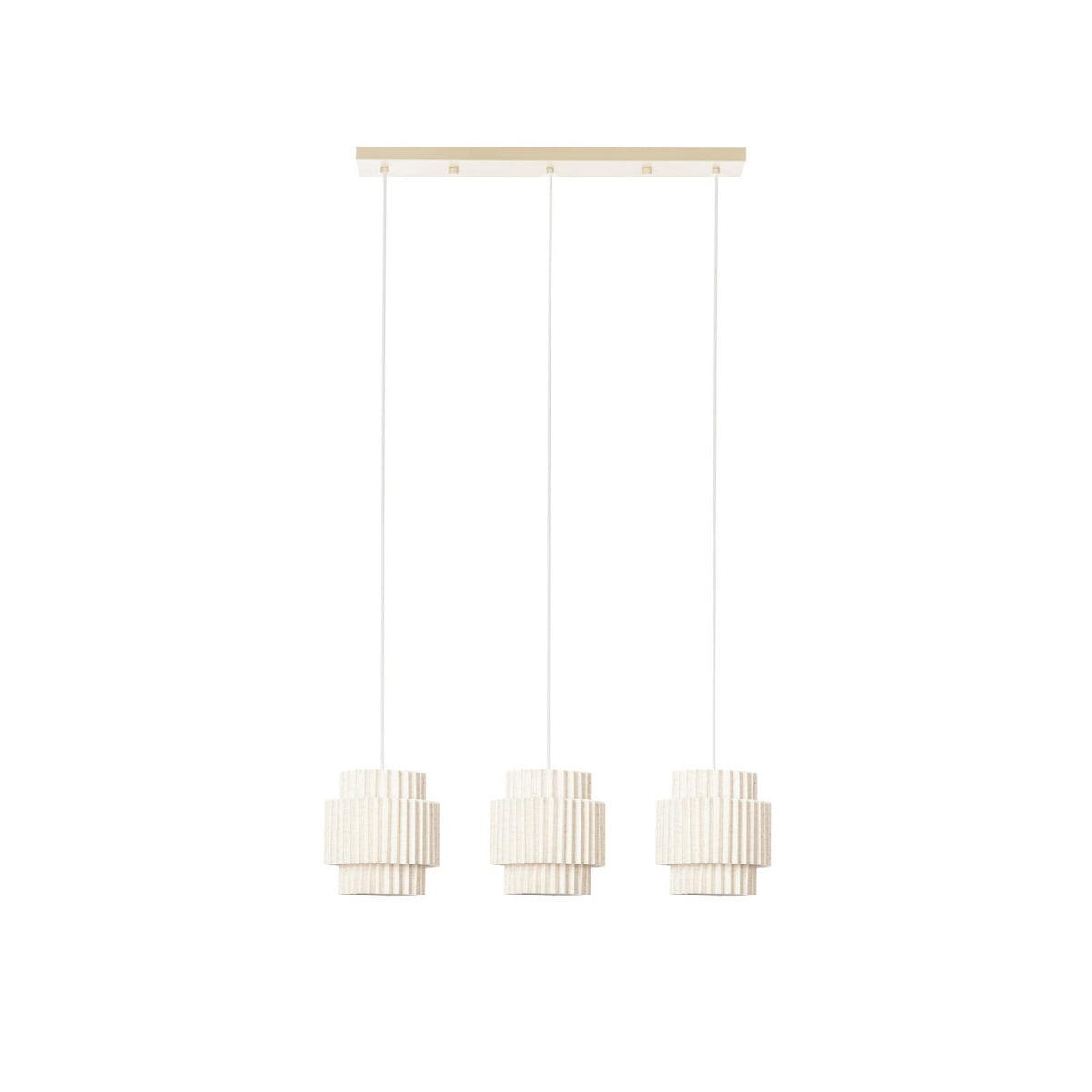 Lucande Riley pendant light, 3-bulb, long, 31.5 in, beige