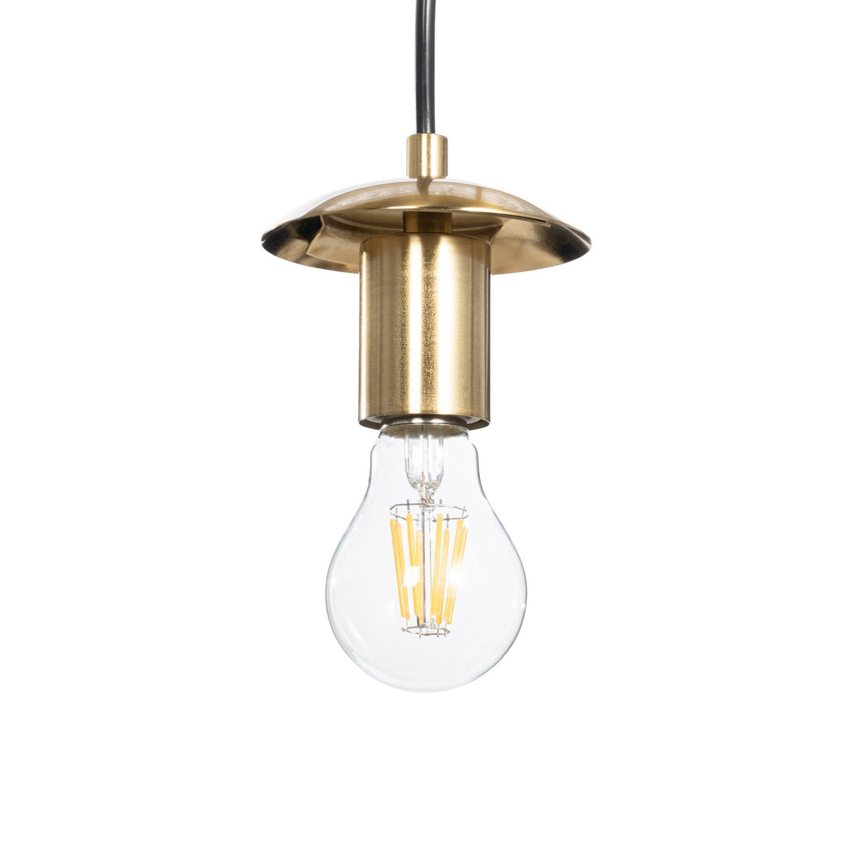 Lucande Sadie pendant light, 3-bulb, brass/amber, glass