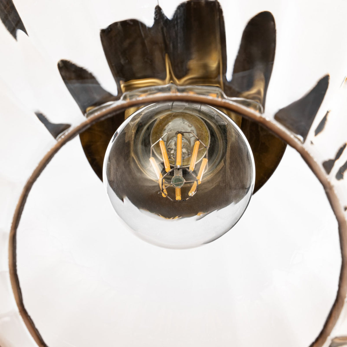 Lucande William pendant light, 3-bulb, brass/amber, glass