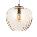 Lucande William pendant light, 3-bulb, brass/amber, glass