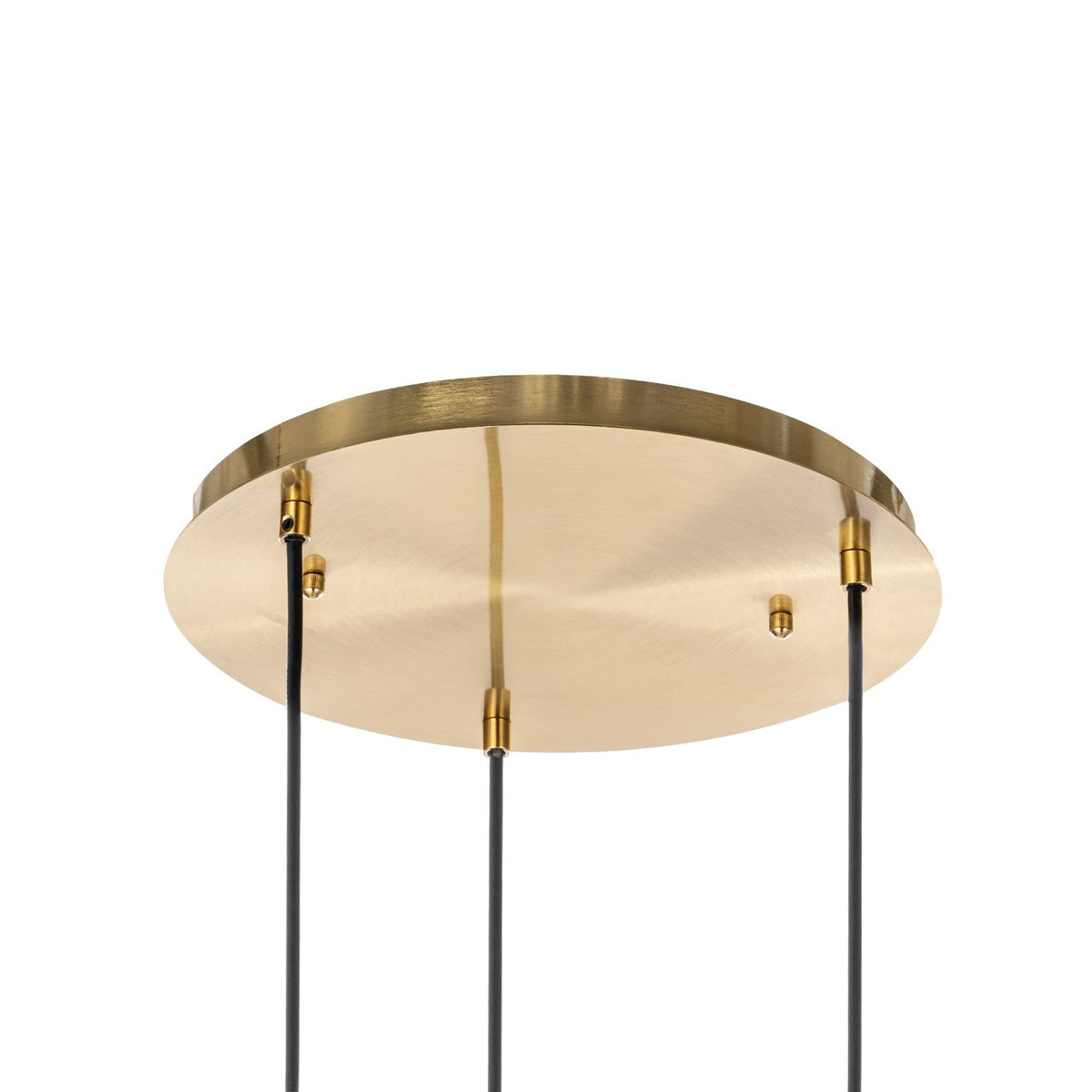 Lucande William pendant light, 3-bulb, brass/amber, glass