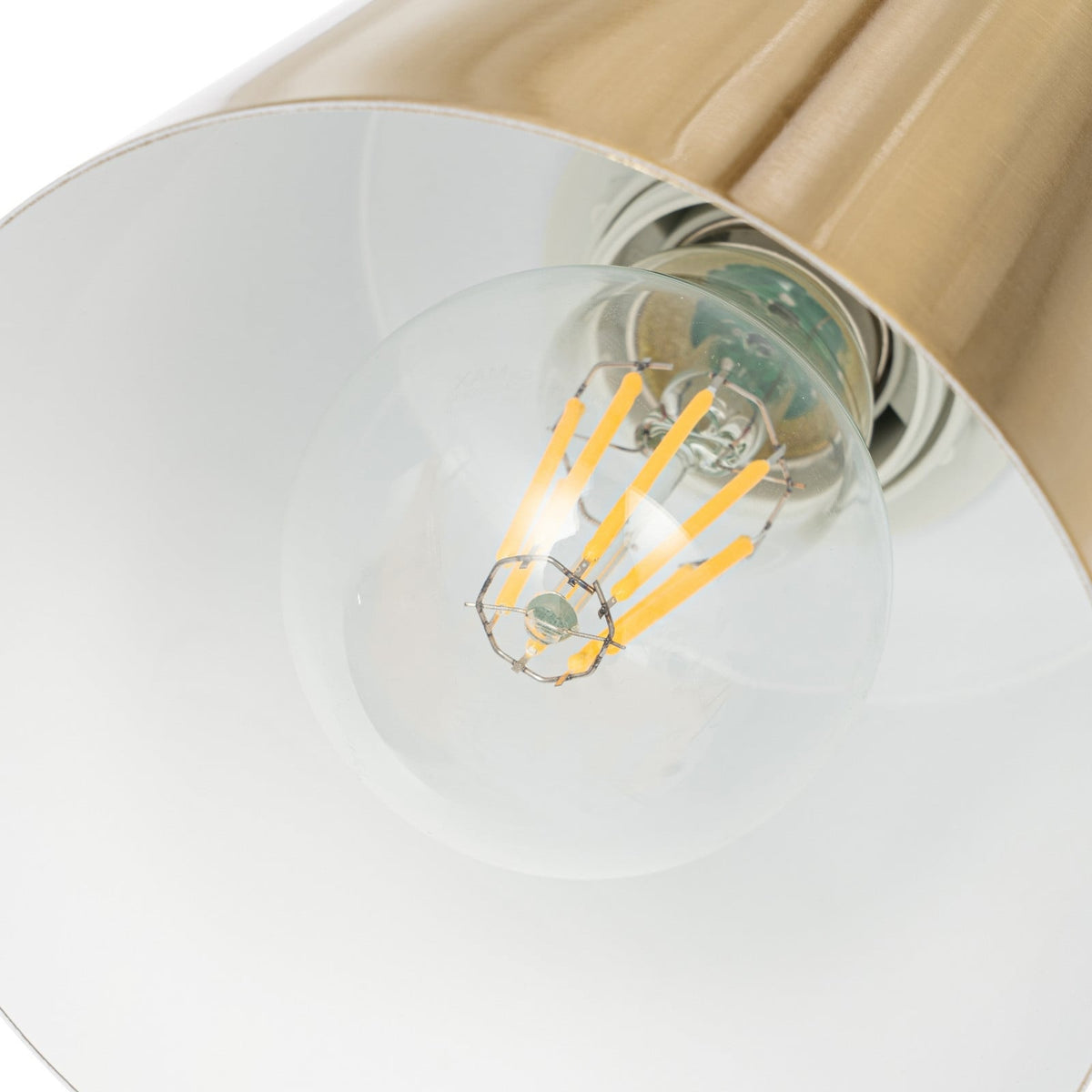 Lucande Ashley floor lamp, brass, 61 in, metal, marble