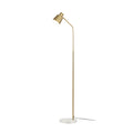 Lucande Ashley floor lamp, brass, 61 in, metal, marble