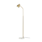 Lucande Ashley floor lamp, brass, 61 in, metal, marble