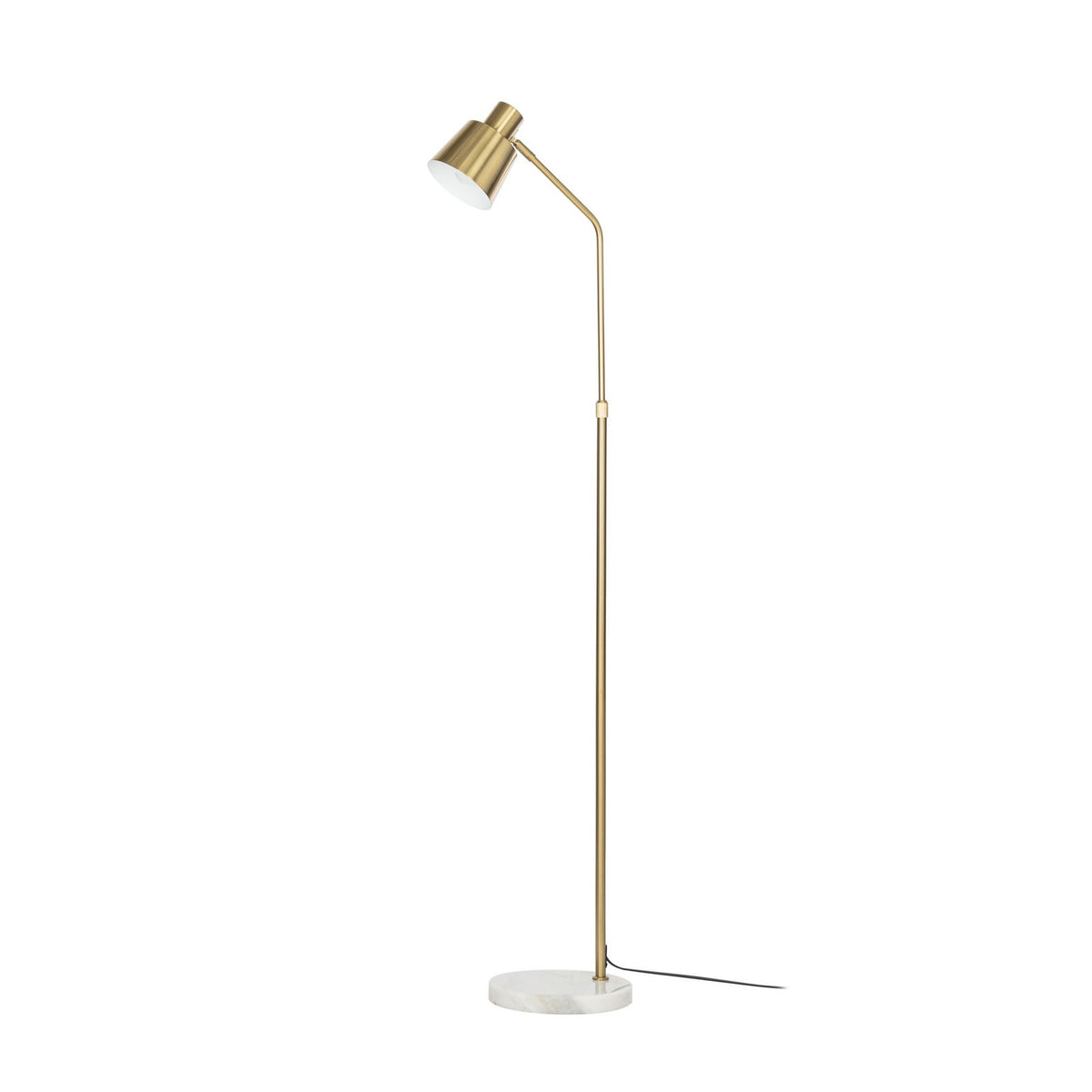 Lucande Ashley floor lamp, brass, 61 in, metal, marble