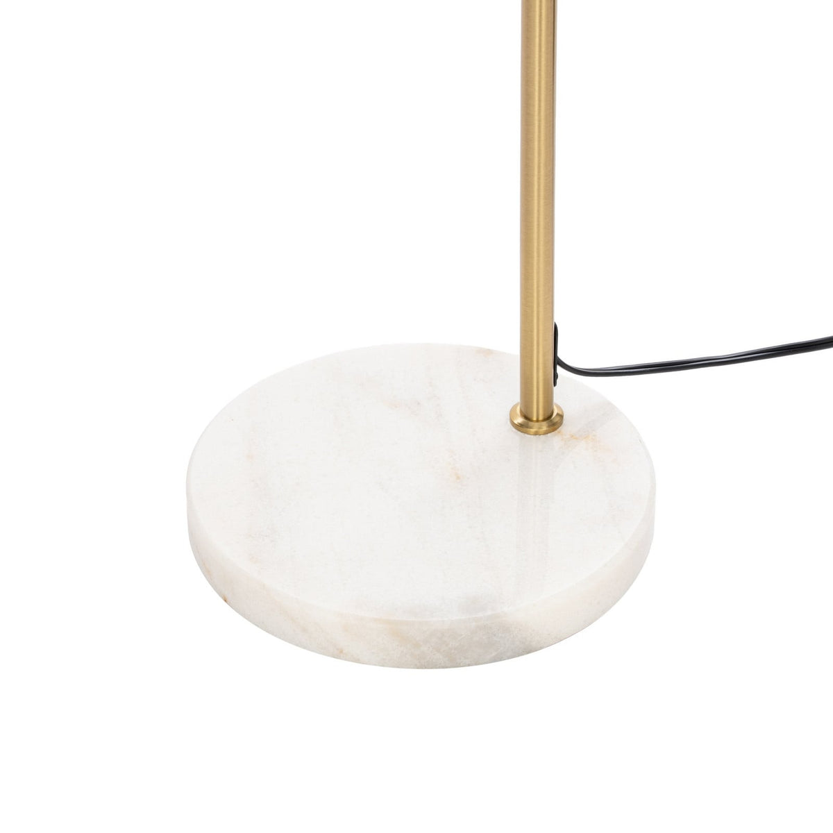 Lucande Ashley floor lamp, brass, 61 in, metal, marble