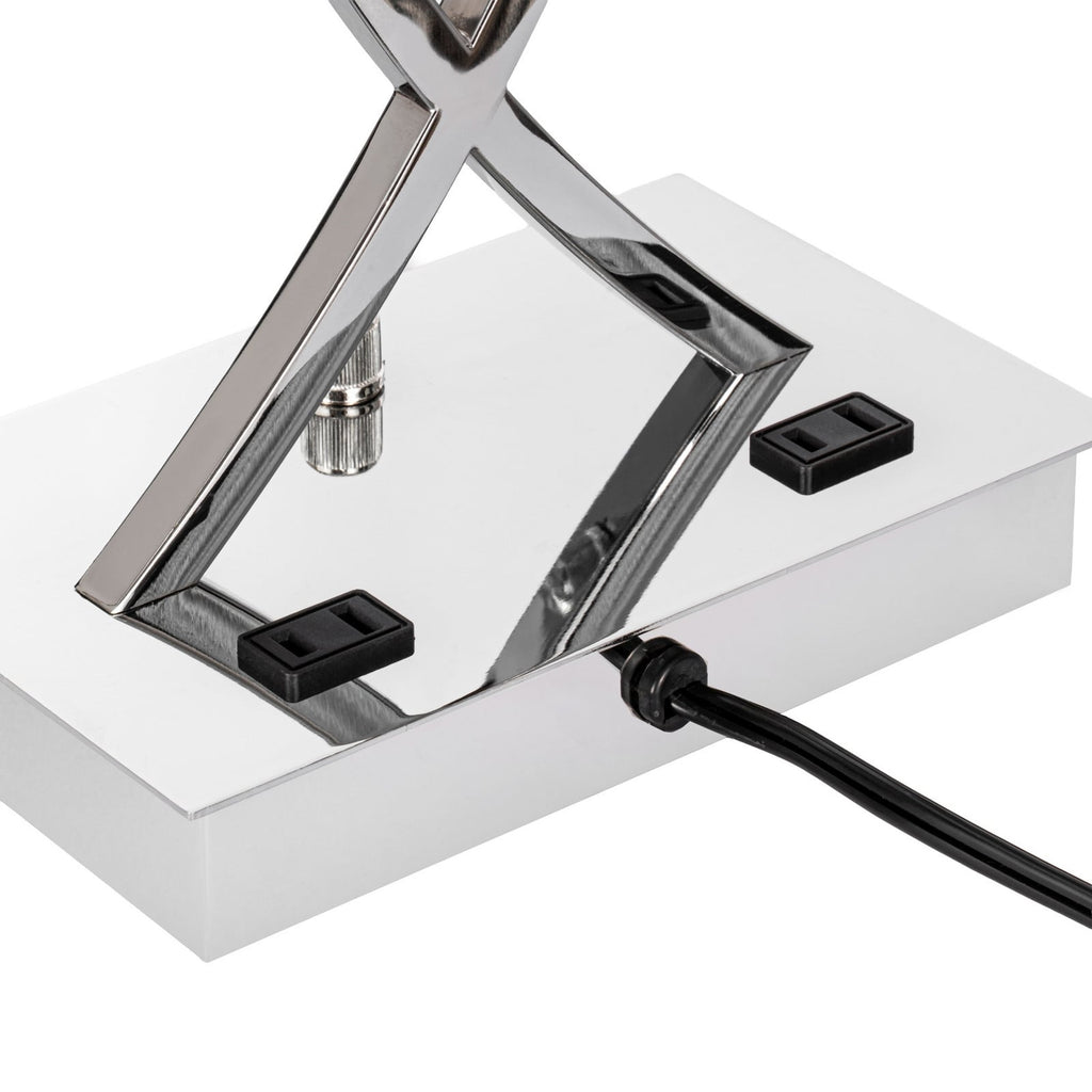 Lucande Madison table lamp, chrome/white, 21.5 in, fabric