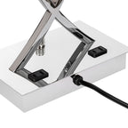 Lucande Madison table lamp, chrome/white, 21.5 in, fabric