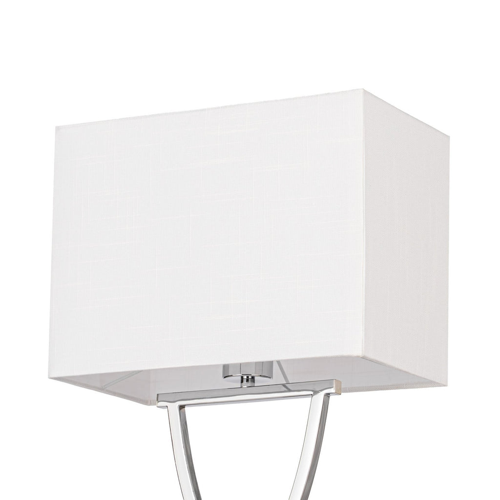 Lucande Madison table lamp, chrome/white, 21.5 in, fabric