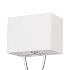 Lucande Madison table lamp, chrome/white, 21.5 in, fabric