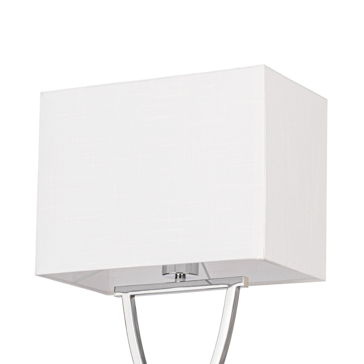 Lucande Madison table lamp, chrome/white, 21.5 in, fabric