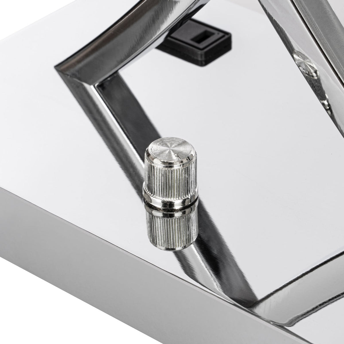 Lucande Madison table lamp, chrome/white, 21.5 in, fabric