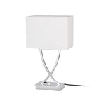 Lucande Madison table lamp, chrome/white, 21.5 in, fabric