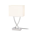 Lucande Madison table lamp, chrome/white, 21.5 in, fabric