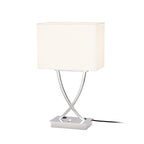 Lucande Madison table lamp, chrome/white, 21.5 in, fabric