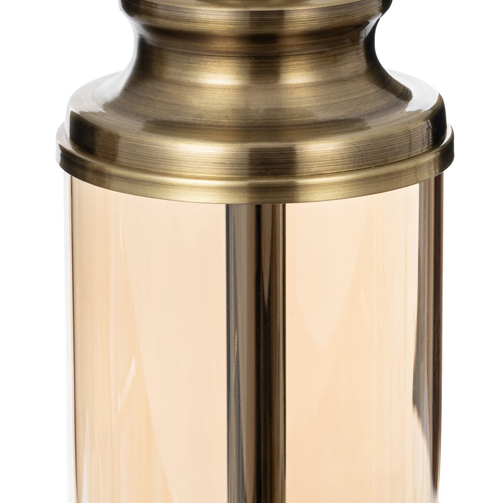 Lucande Parker table lamp, 23.6 in, bronze/white, fabric