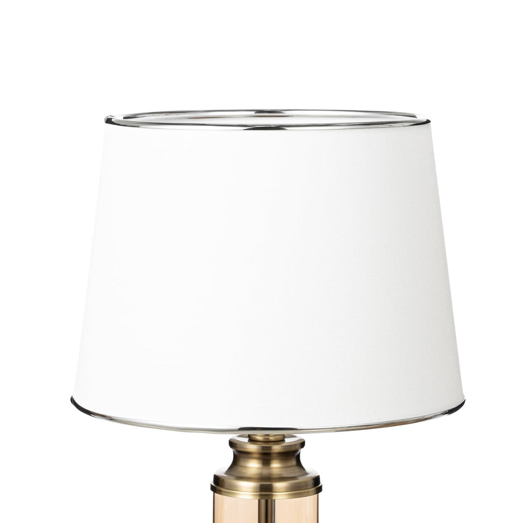 Lucande Parker table lamp, 23.6 in, bronze/white, fabric