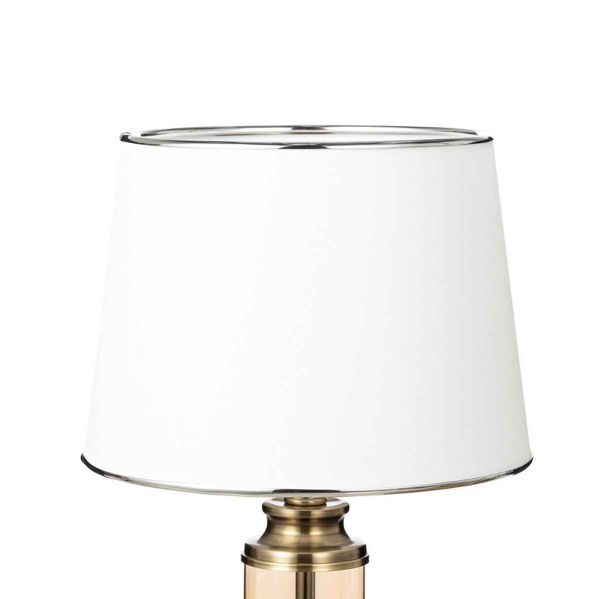 Lucande Parker table lamp, 23.6 in, bronze/white, fabric