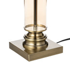 Lucande Parker table lamp, 23.6 in, bronze/white, fabric