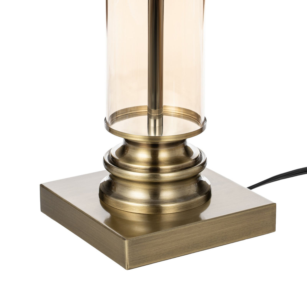 Lucande Parker table lamp, 23.6 in, bronze/white, fabric