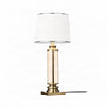 Lucande Parker table lamp, 23.6 in, bronze/white, fabric