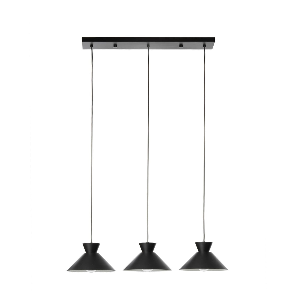 Lucande Amelia pendant light, 3-bulb, 33.5 in, black