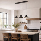 Lucande Amelia pendant light, 3-bulb, 33.5 in, black