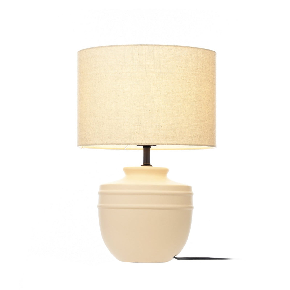 Lucande Thalassia table lamp, beige, 18 in, ceramic