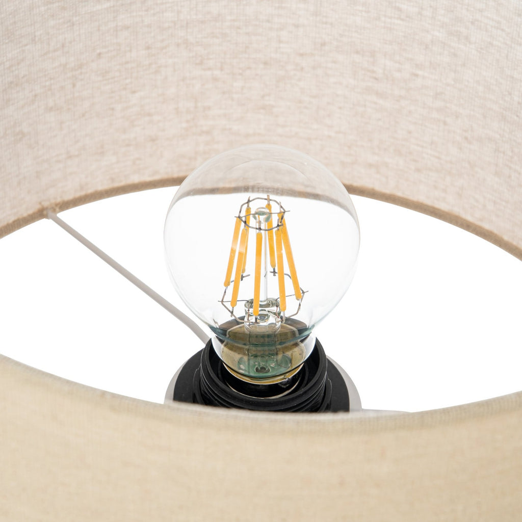 Lucande Thalassia table lamp, beige, 18 in, ceramic