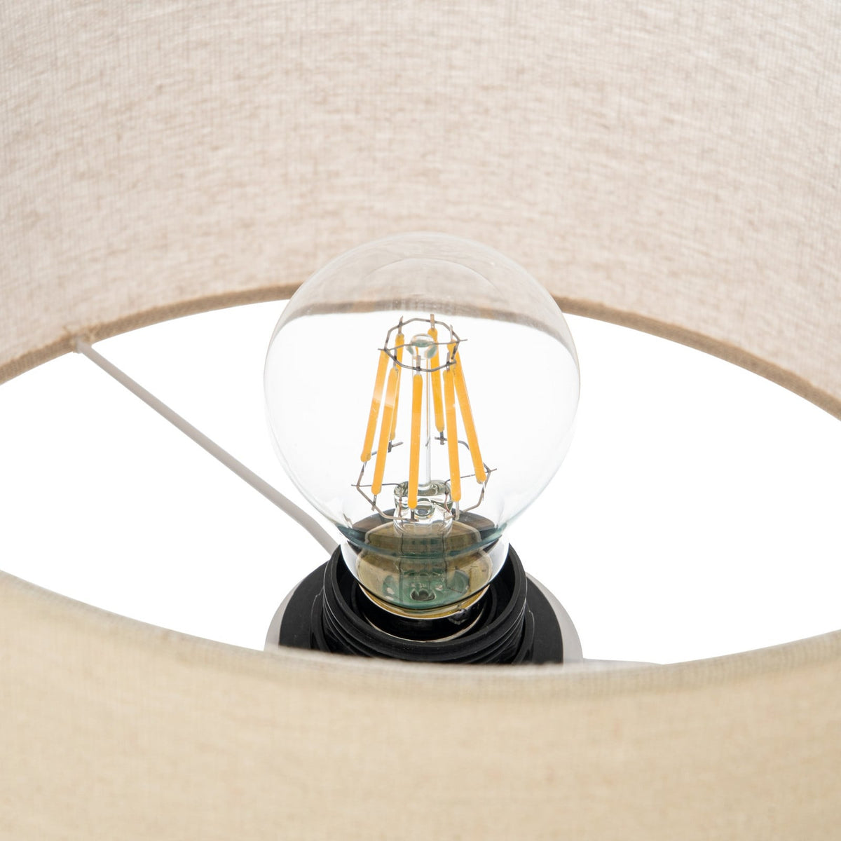 Lucande Thalassia table lamp, beige, 18 in, ceramic