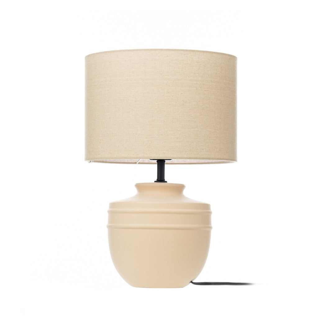Lucande Thalassia table lamp, beige, 18 in, ceramic