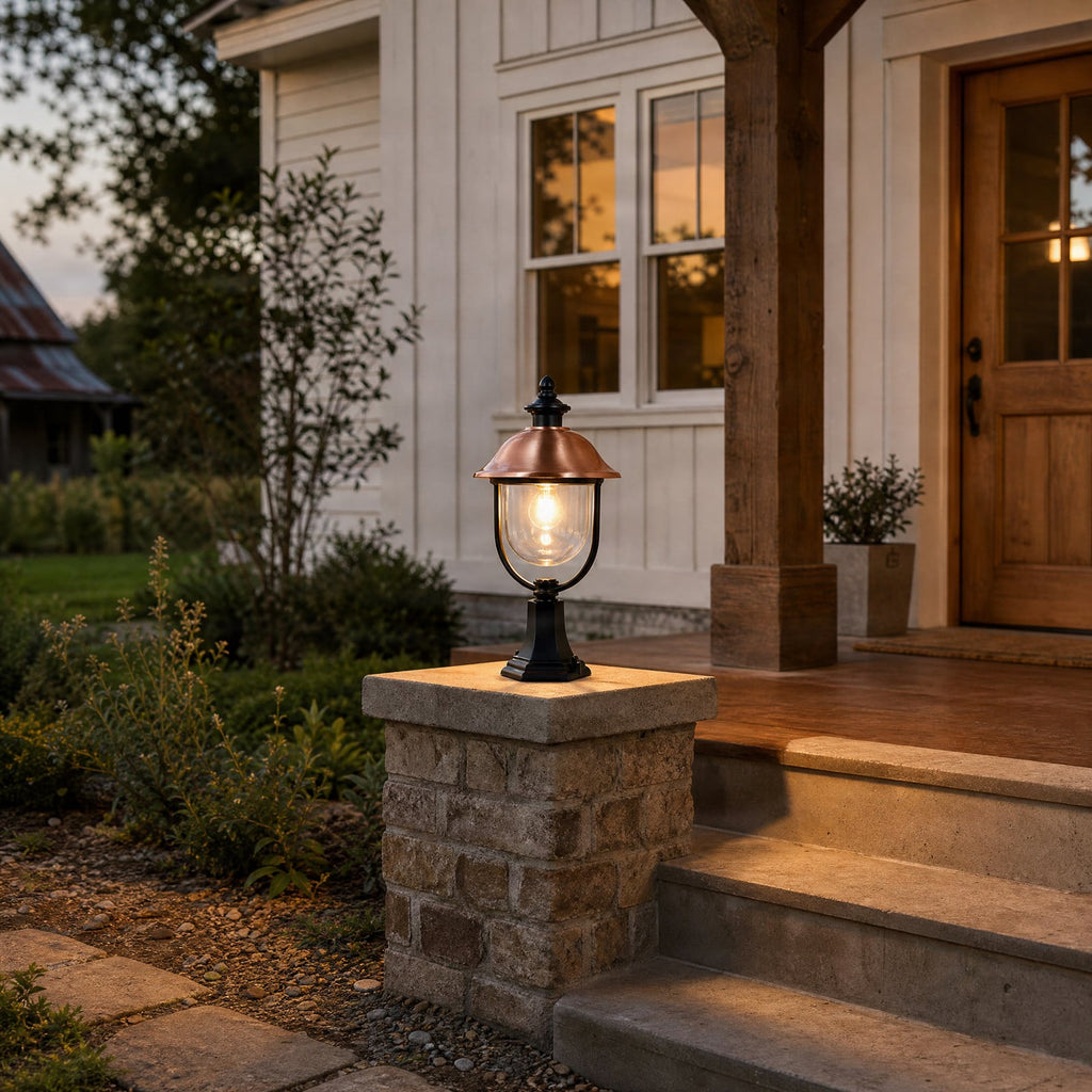 Lucande Clint pillar light, 19.6 in, copper-coloured, metal