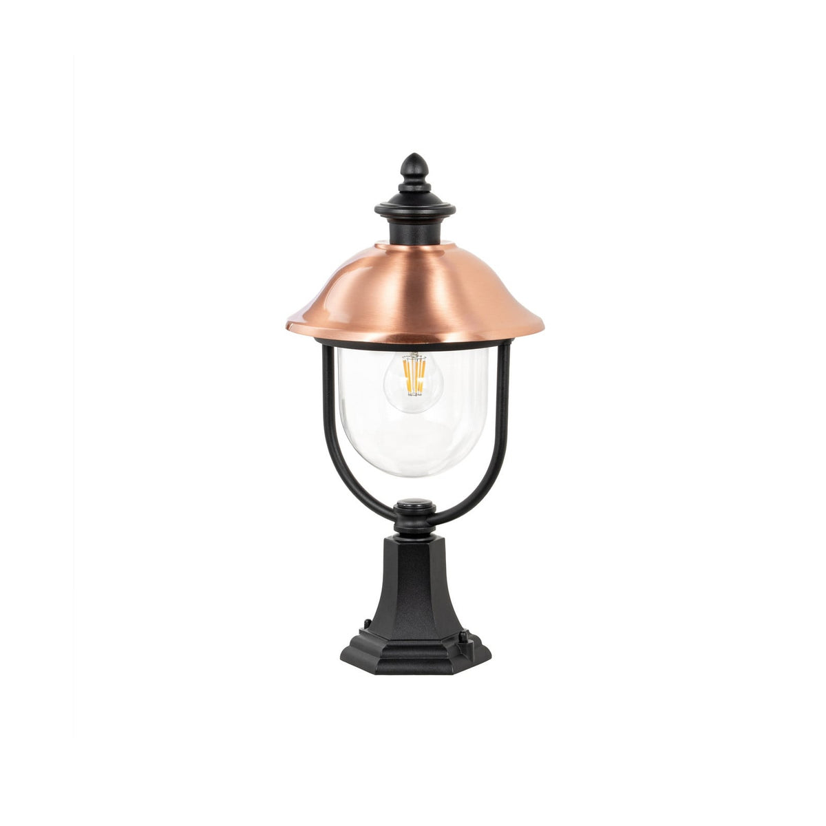 Lucande Clint pillar light, 19.6 in, copper-coloured, metal