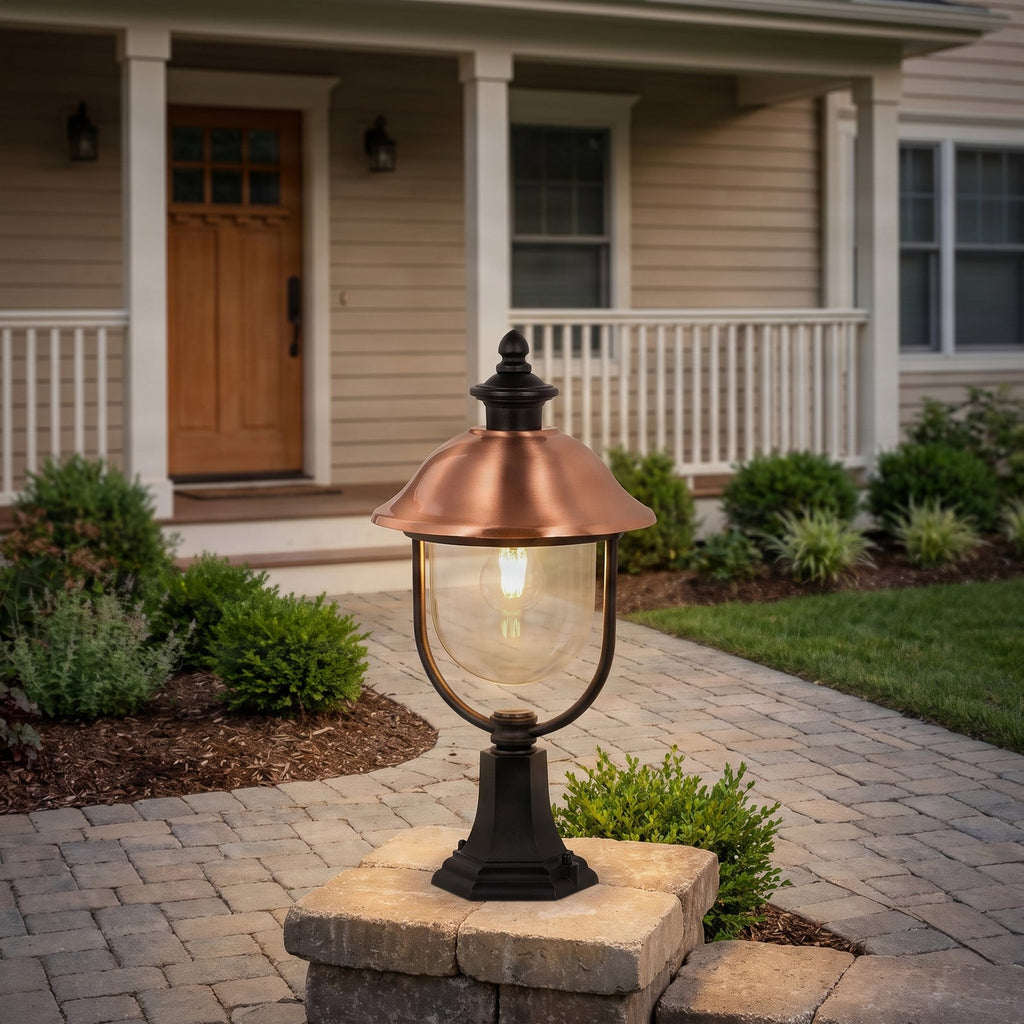 Lucande Clint pillar light, 19.6 in, copper-coloured, metal
